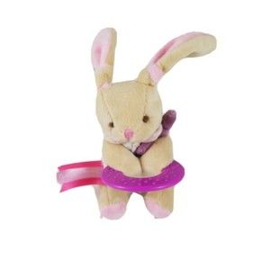 Babys Teething Ring Rattle DouDou Plush Rabbit 4"Tall Stuffed Bunny Easter 95150